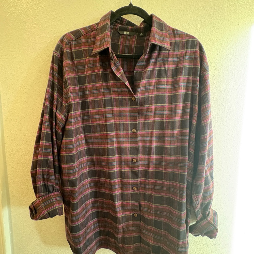 Uniqlo Women's Multicolor Plaid Flannel, XL